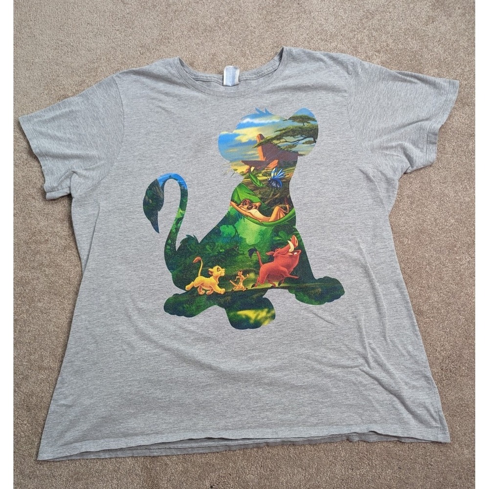 Vintage Disney Shirt Womens 3XL Gray Simba Hakuna Matata Timon Pumbaa Port & Co